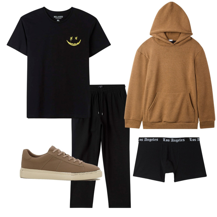 Outfit uomo - Total look #2105742. Stile Urban per Tutti i giorni. Abbinamento con sneakers, boxer, t-shirt, pantaloni, felpe.