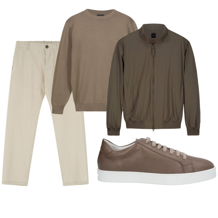 Outfit uomo - Total look #2105750. Stile Casual per Tutti i giorni. Abbinamento con sneakers, pantaloni, maglieria, bomber.