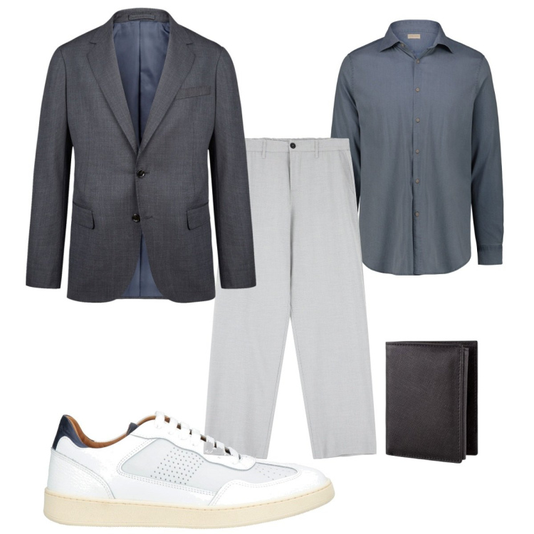 Outfit uomo - Total look #2105755. Stile Trendy per Ufficio. Abbinamento con sneakers, pantaloni, abiti, portafogli, camicie.