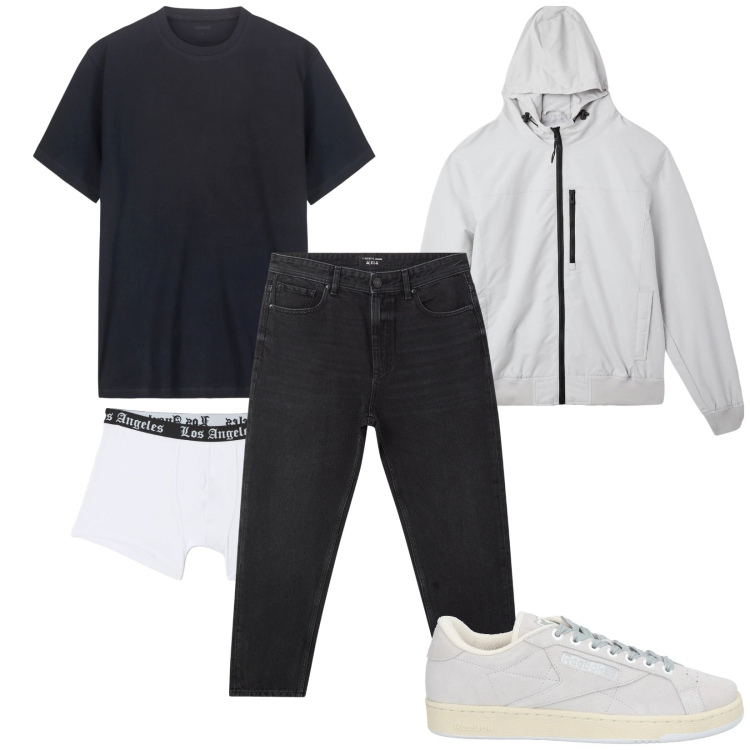 Outfit uomo - Total look #2105756. Stile Urban per Tutti i giorni. Abbinamento con sneakers, jeans, boxer, giacche, t-shirt.