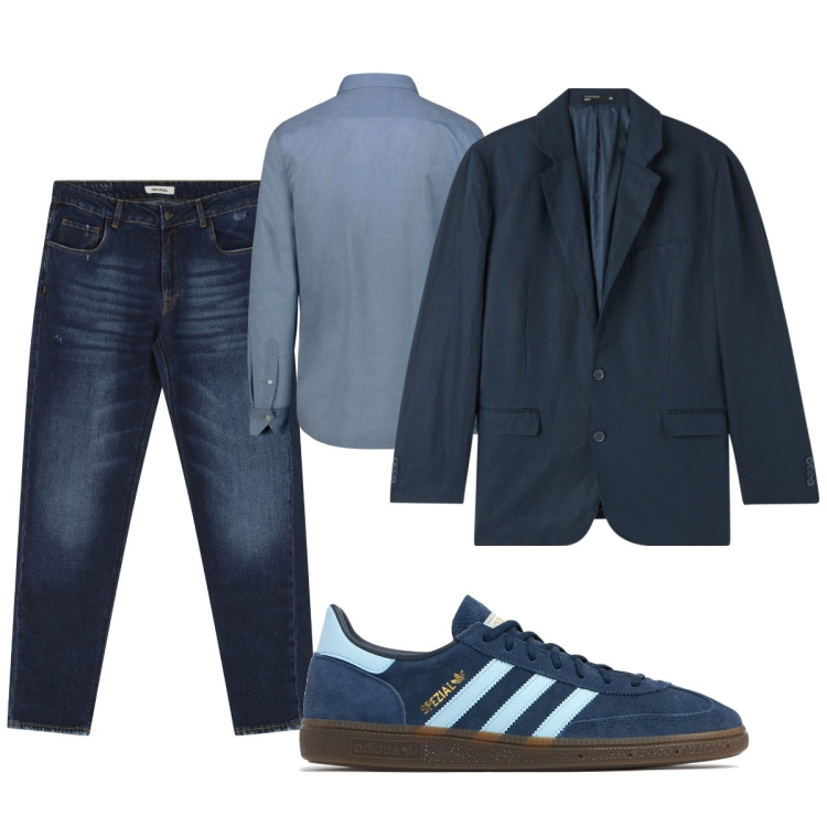 Outfit uomo - Total look #2105762. Stile Casual per Tutti i giorni. Abbinamento con giacche, jeans dritti, sneakers, camicie.