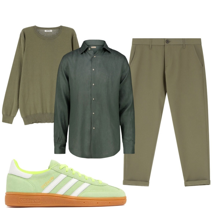 Outfit uomo - Total look #2105763. Stile Casual per Tutti i giorni. Abbinamento con maglieria, pantaloni chino, sneakers, camicie.