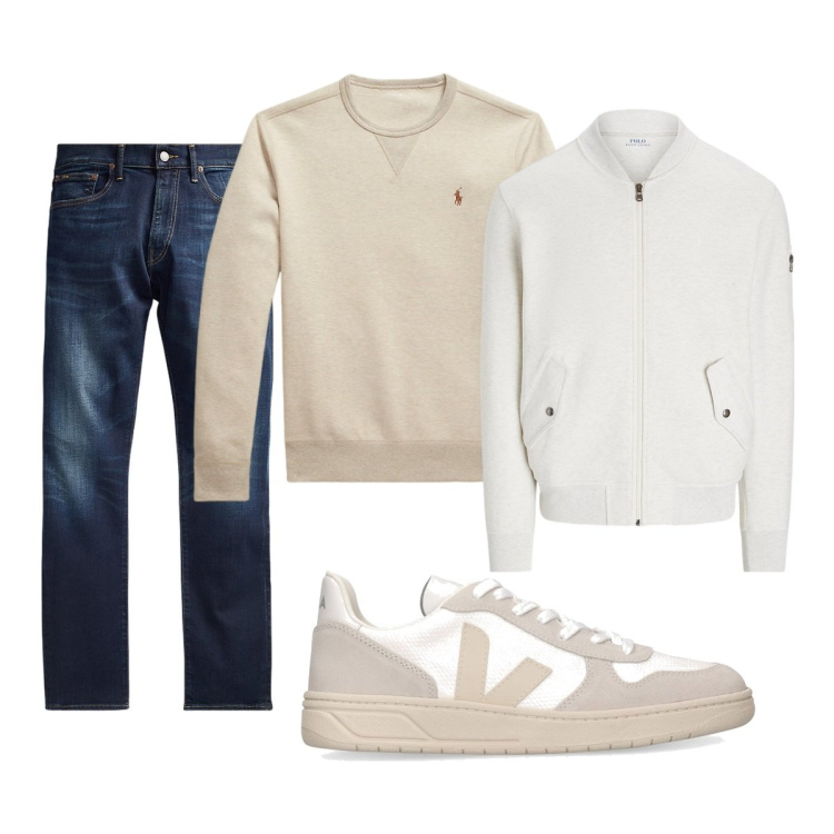 Outfit uomo - Total look #2105765. Stile Casual per Tutti i giorni. Abbinamento con jeans, felpe, bomber, sneakers.
