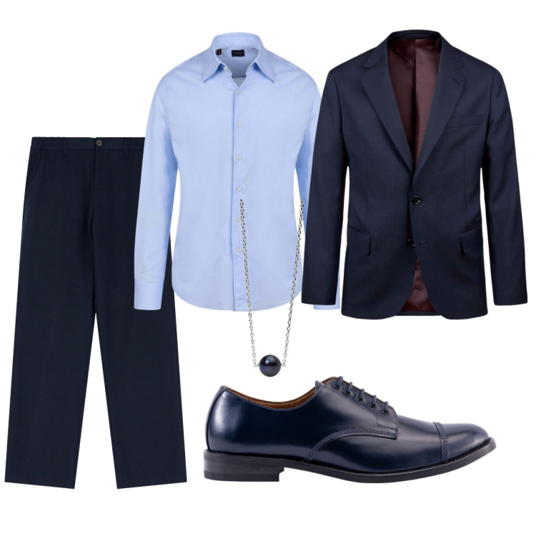 Outfit uomo - Total look #2105769. Stile Business/Elegante per Cerimonia. Abbinamento con collane, pantaloni, camicie, abiti, scarpe stringate.