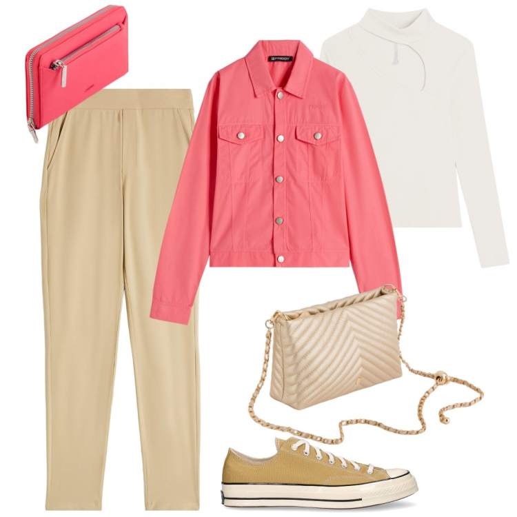 Outfit donna - Total look #2105786. Stile Sporty chic per Tutti i giorni. Abbinamento con pantaloni, maglieria, blazer, sneakers, borse a tracolla, portafogli.