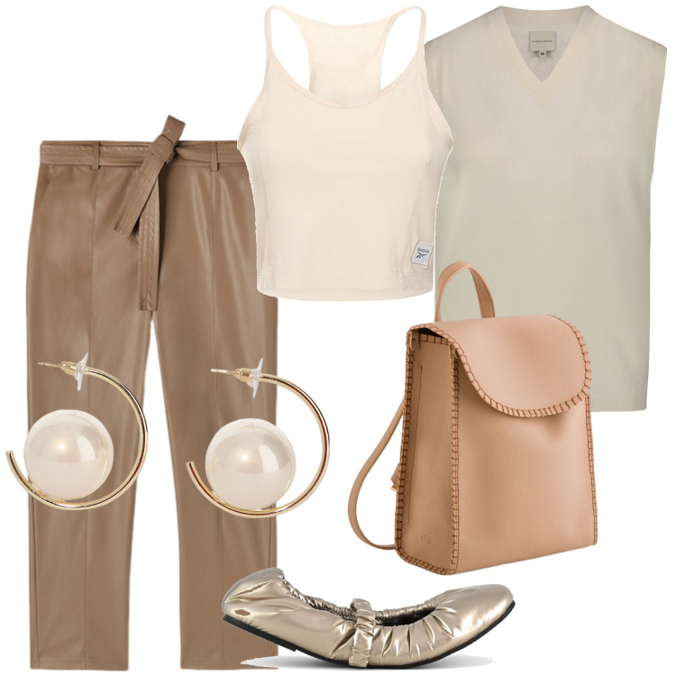 Outfit donna - Saturday morning. Stile Trendy per Tutti i giorni. Abbinamento con orecchini, maglieria, ballerine, pantaloni, zaini, top.