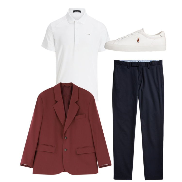 Outfit uomo - Total look. Stile Casual per Tutti i giorni. Abbinamento con giacche, pantaloni chino, sneakers, polo.