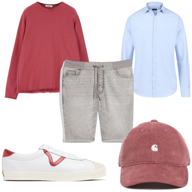 Outfit uomo - Total look #2105916. Stile Trendy per Tutti i giorni. Abbinamento con bermuda, felpe, camicie, cappelli, sneakers.