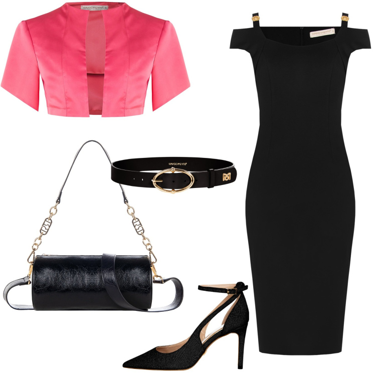 Outfit donna - Minimal & Chic. Stile Chic per Cerimonia. Abbinamento con vestiti midi/longuette, bolero, borse a mano, cinture, décolleté.