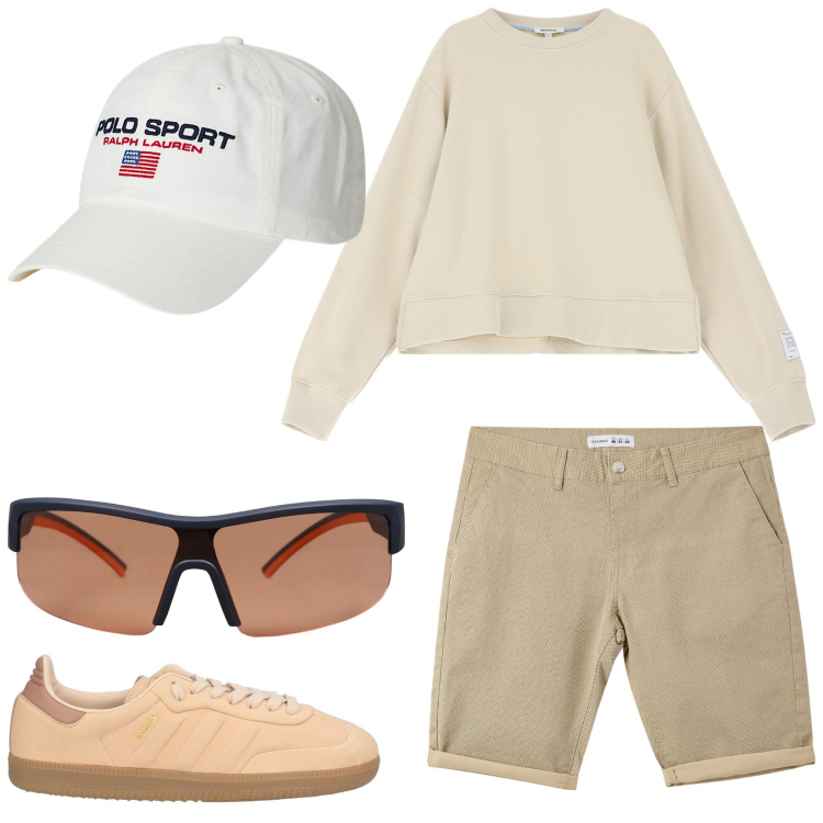 Outfit uomo - Relax. Stile Casual per Tutti i giorni. Abbinamento con occhiali da sole, sneakers, pantaloni corti, felpe, berretti.