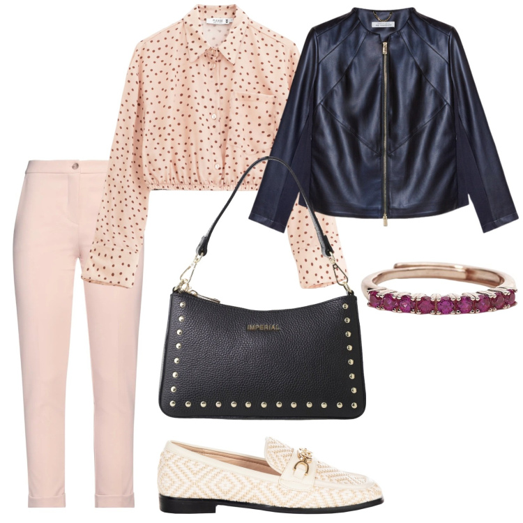 Outfit donna - Un dolce regalo. per Serata fuori. Abbinamento con pantaloni, anelli, mocassini, camicie, borse a spalla, blazer.