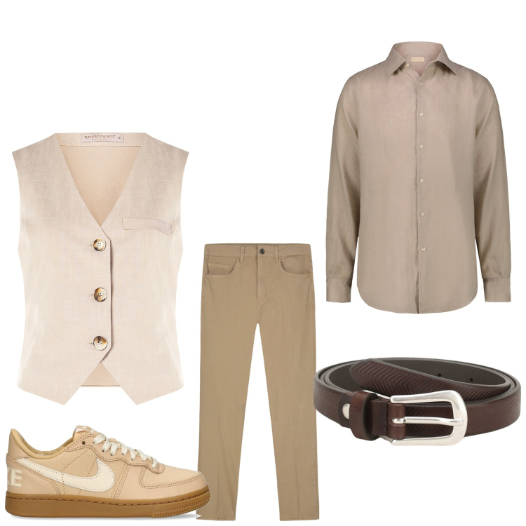 Outfit uomo - Sfumature. Stile Casual per Serata speciale. Abbinamento con gilet, cinture, camicie, sneakers, pantaloni.