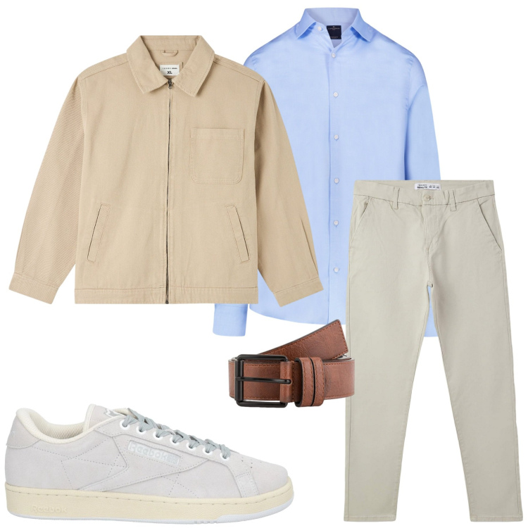 Outfit uomo - In ufficio. Stile Urban per Ufficio. Abbinamento con sneakers, giacche, pantaloni chino, camicie, cinture.