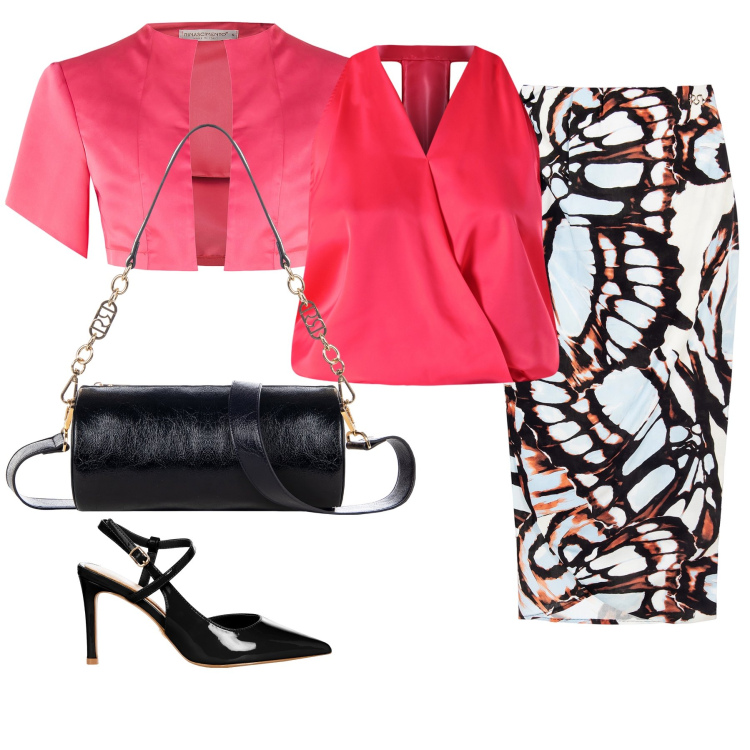 Outfit donna - Cerimonia. Stile Chic per Cerimonia. Abbinamento con bolero, top, gonne longuette, borse a mano, décolleté.