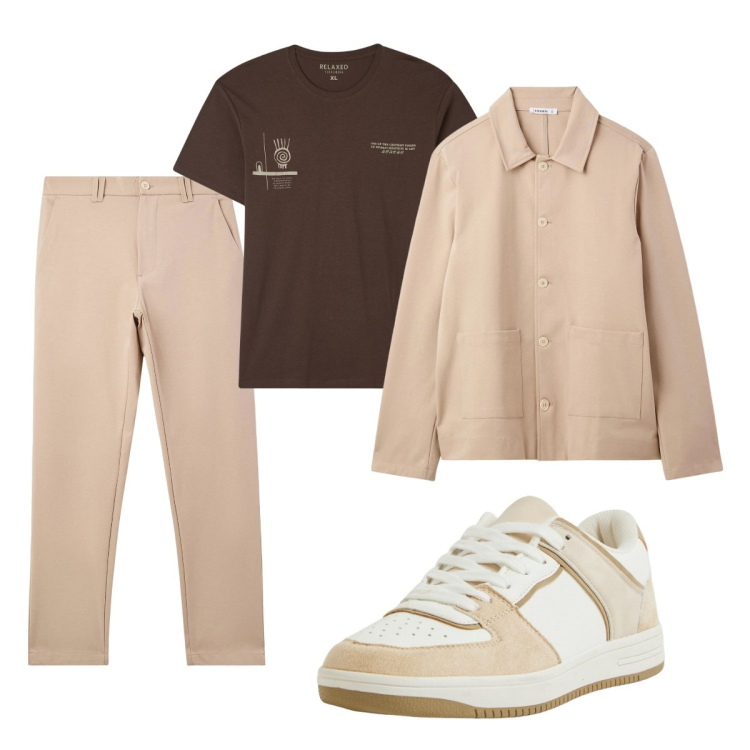 Outfit uomo - Total look #2106261. Stile Casual per Tutti i giorni. Abbinamento con cappotti, pantaloni chino, sneakers, t-shirt.