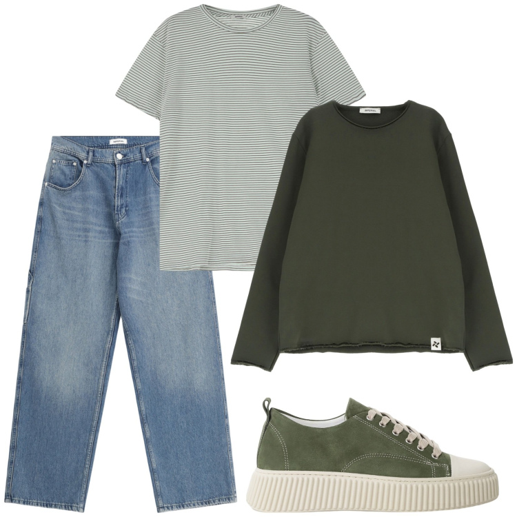 Outfit uomo - Total look #2106285. Stile Casual per Tutti i giorni. Abbinamento con felpe, t-shirt, sneakers, jeans.