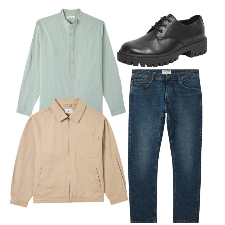 Outfit uomo - Total look. Stile Casual per Tutti i giorni. Abbinamento con camicie, jeans, scarpe stringate, giacche.