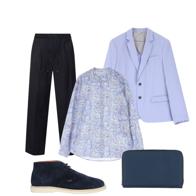 Outfit uomo - Un’importante serata. Stile Trendy per Serata speciale. Abbinamento con stivali e stivaletti, portafogli, giacche, camicie, pantaloni.