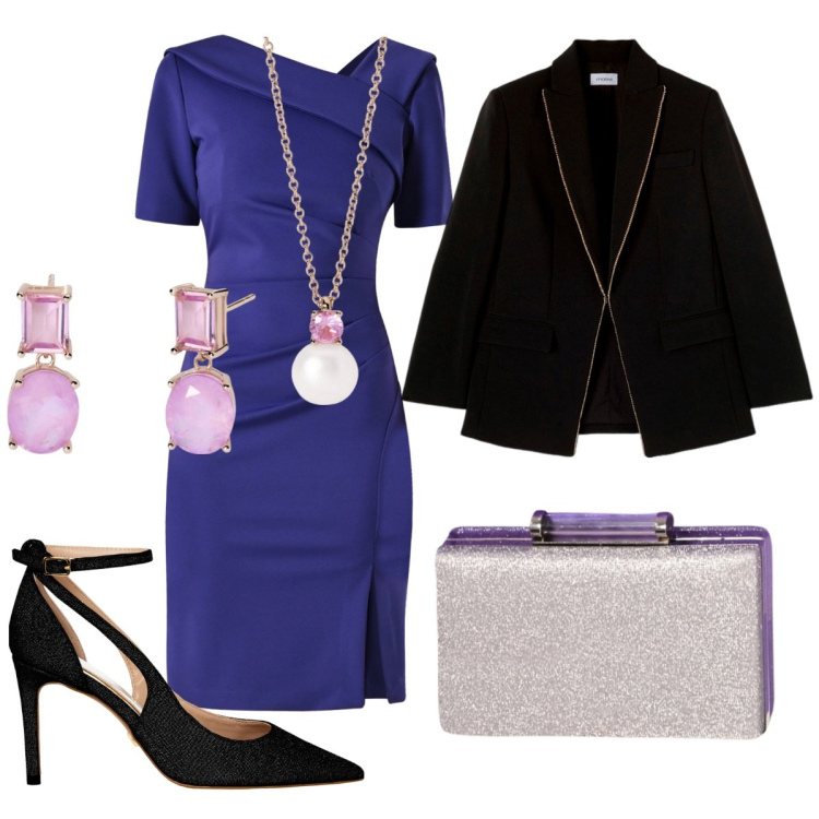 Outfit donna - Cerimonia in Municipio. Stile Bon Ton per Cerimonia. Abbinamento con orecchini, collane, vestiti a tubino, pochette, décolleté, blazer.