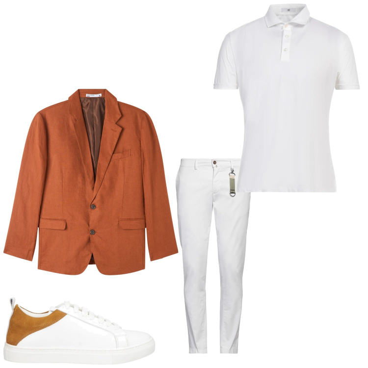 Outfit uomo - Arancio. Stile Business/Elegante per Serata speciale. Abbinamento con pantaloni chino, polo, sneakers, giacche.
