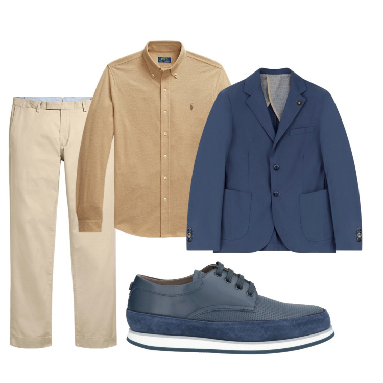 Outfit uomo - Total look #2106459. Stile Business/Elegante per Ufficio. Abbinamento con scarpe stringate, giacche, pantaloni chino, camicie.