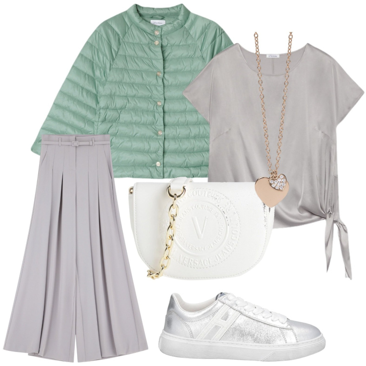 Outfit donna - La cappa imbottita. Stile Glamour per Tutti i giorni. Abbinamento con borse a tracolla, sneakers, ciondoli, pantaloni, bluse, cappe.