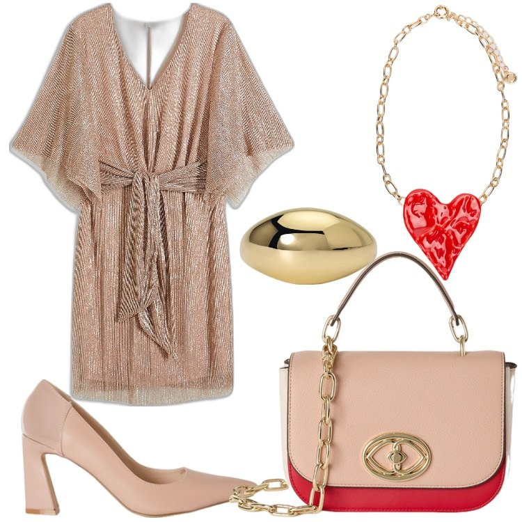 Outfit donna - The lady in pink. Stile Chic per Cerimonia. Abbinamento con vestiti, anelli, ciondoli, borse a tracolla, décolleté.