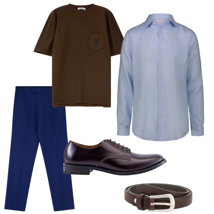 Outfit uomo - Camiceria oversize. Stile Trendy per Ufficio. Abbinamento con pantaloni, cinture, t-shirt, scarpe stringate, camicie.