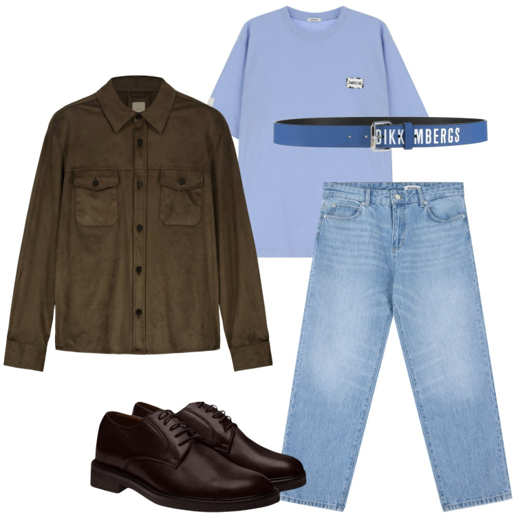 Outfit uomo - Accessori in pelle. Stile Urban per Tutti i giorni. Abbinamento con cinture, t-shirt, jeans, scarpe stringate, giacche.
