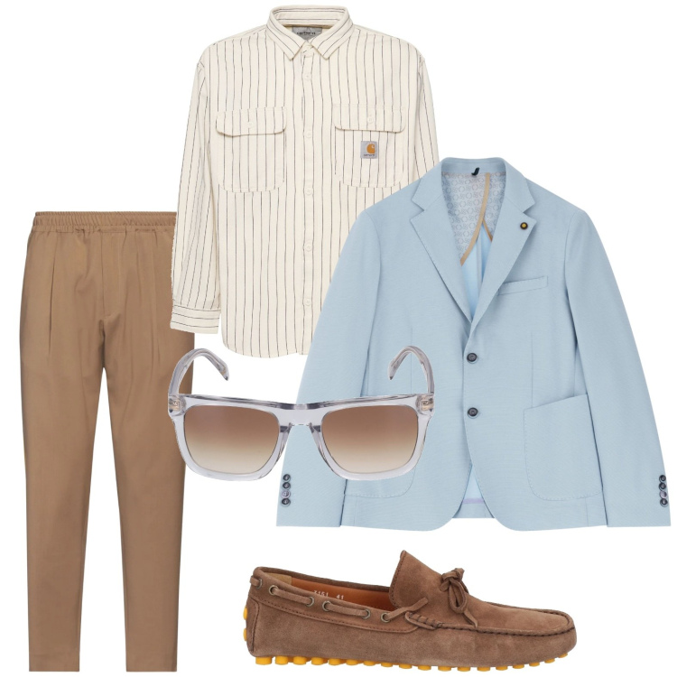 Outfit uomo - Pantaloni cropped. Stile Trendy per Ufficio. Abbinamento con pantaloni, scarpe stringate, giacche, occhiali da sole, camicie.