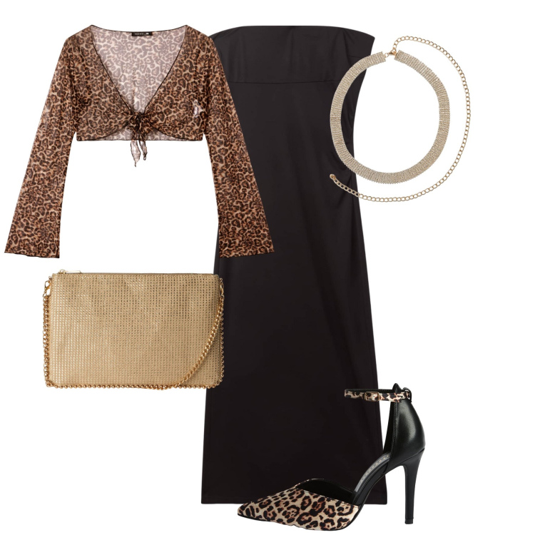 Outfit donna - Serata…. Stile Glamour per Serata fuori. Abbinamento con décolleté, bolero, borse a tracolla, vestiti lunghi, collane.