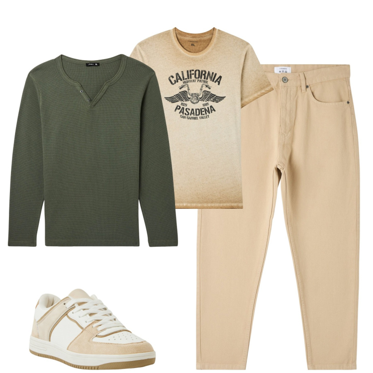 Outfit uomo - City. Stile Casual per Tutti i giorni. Abbinamento con pantaloni, t-shirt, t-shirt, sneakers.