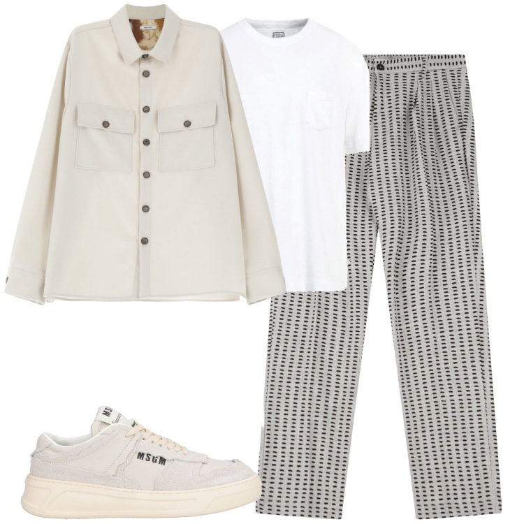 Outfit uomo - City. Stile Urban per Tutti i giorni. Abbinamento con t-shirt, sneakers, pantaloni, camicie.