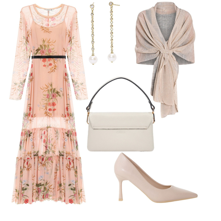 Outfit donna - È bello così. per Cerimonia. Abbinamento con orecchini, stole, vestiti lunghi, décolleté, borse a tracolla.