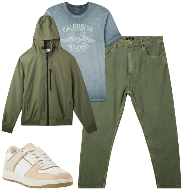 Outfit uomo - City. Stile Casual per Tutti i giorni. Abbinamento con t-shirt, pantaloni, sneakers, giacche.