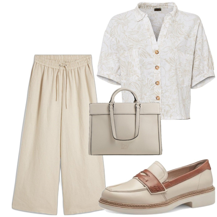 Outfit femme - CasUal mais Chic. Style Casual pour Tous les jours. Assortir avec pantalon large en bas, chemisiers, mocassins, sacs à main.