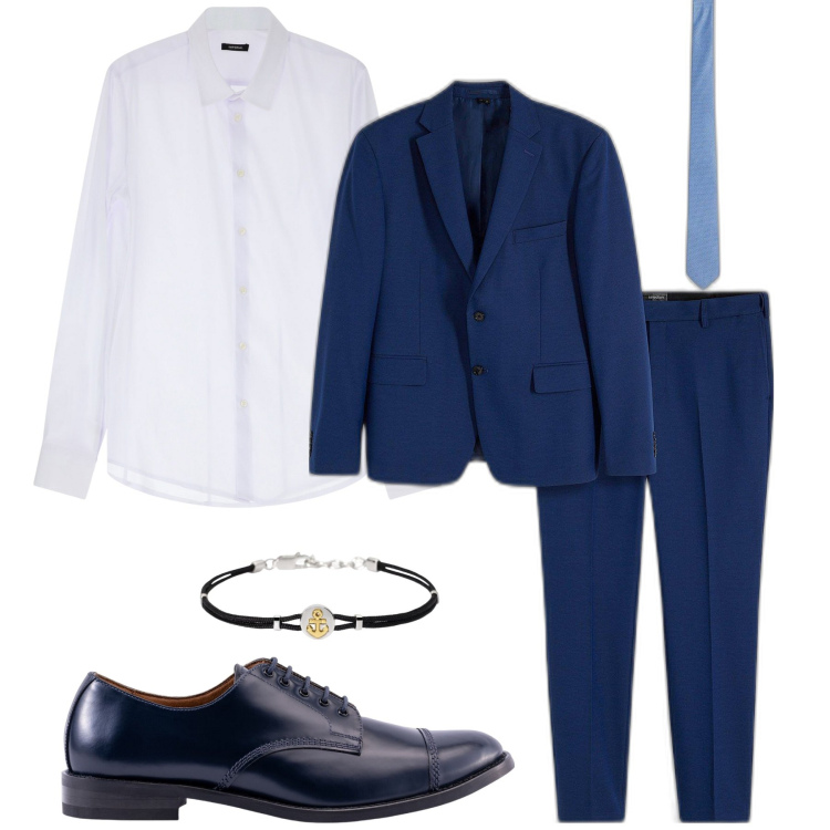 Outfit uomo - Cerimonia. Stile Business/Elegante per Cerimonia. Abbinamento con abiti, braccialetti, camicie, scarpe stringate.