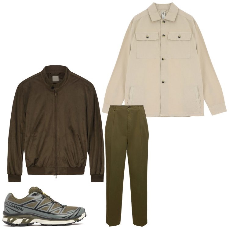 Outfit uomo - Verde e dintorni. Stile Casual per Tutti i giorni. Abbinamento con camicie, giacche, sneakers, pantaloni.