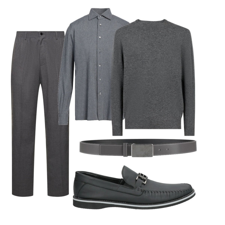 Outfit uomo - Total look #2106729. Stile Business/Elegante per Ufficio. Abbinamento con scarpe stringate, camicie, cinture, maglieria, pantaloni.