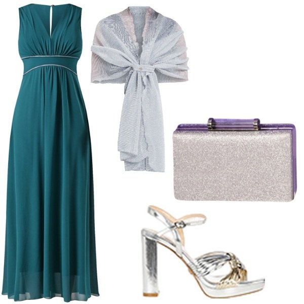 Outfit donna - Rinascimento - Collezione cerimonie. Stile Glamour per Cerimonia. Abbinamento con stole, sandali in pelle, pochette, vestiti lunghi.