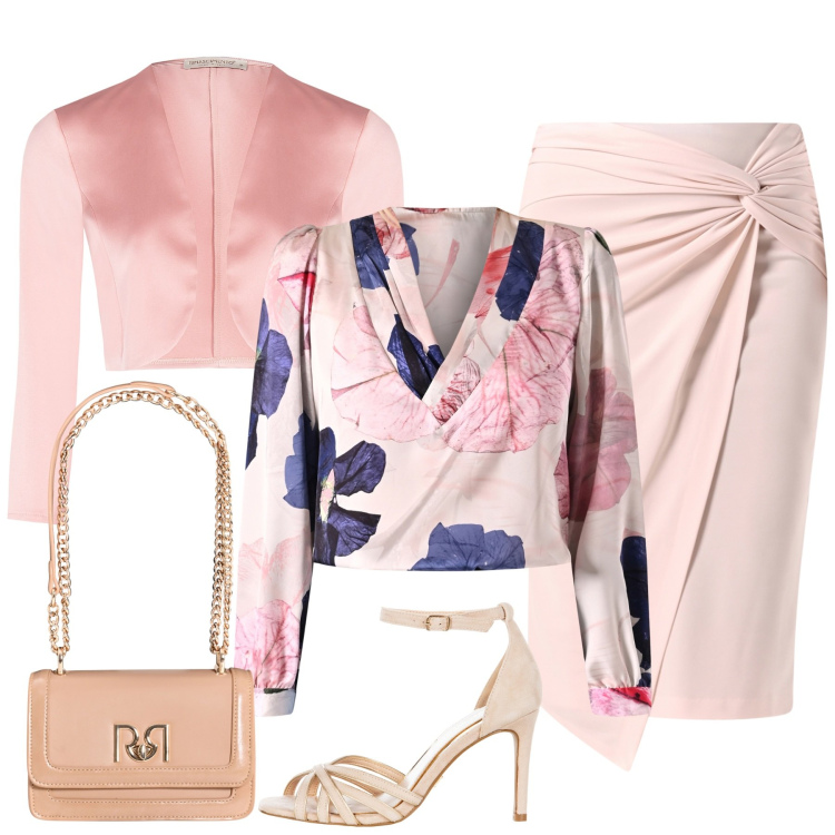 Outfit donna - Delicata con i fiori. Stile Bon Ton per Cerimonia. Abbinamento con gonne, sandali col tacco, bluse, borse a tracolla, bolero.