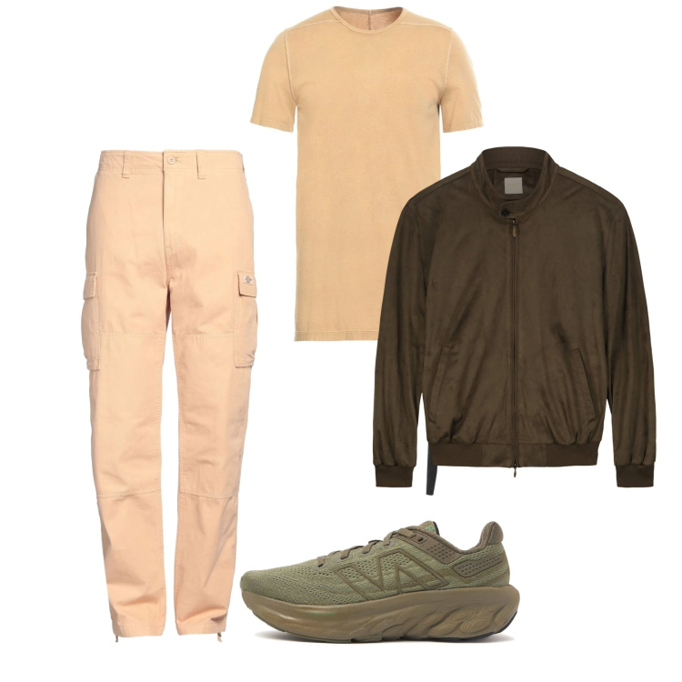 Outfit uomo - Total look. Stile Casual per Tutti i giorni. Abbinamento con pantaloni cargo, t-shirt, giacche, sneakers.