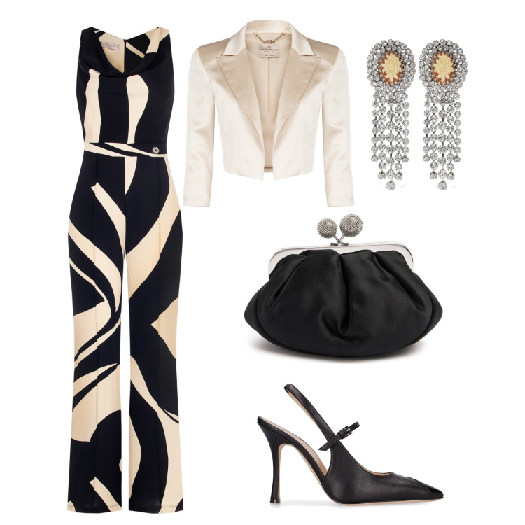 Outfit donna - Invitata alla cerimonia. Stile Chic per Cerimonia. Abbinamento con bolero, tute, orecchini, pochette, décolleté.