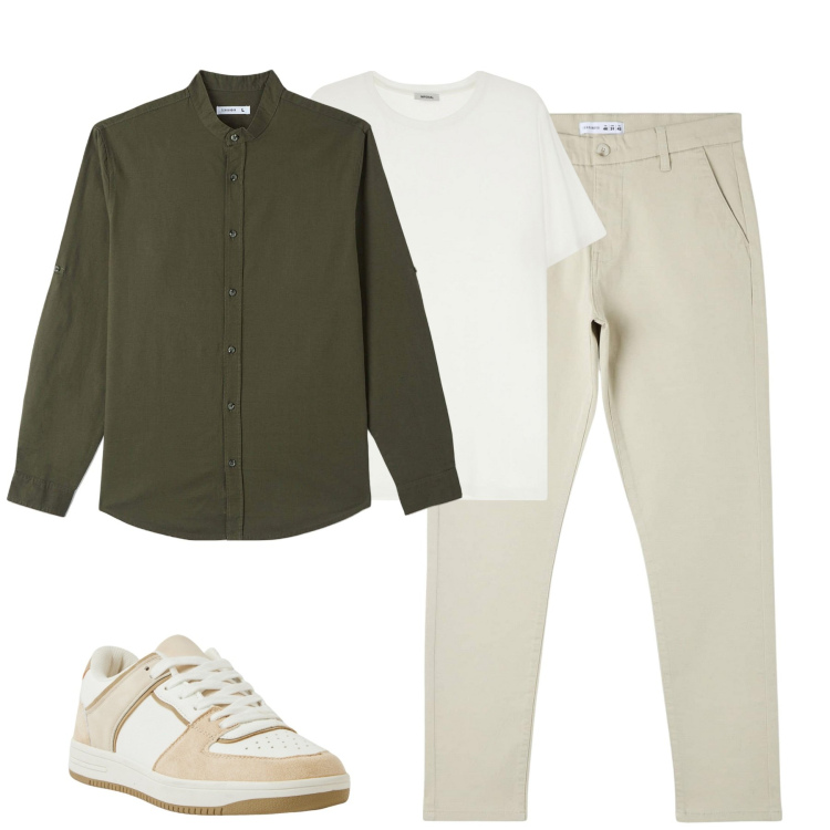 Outfit uomo - City. Stile Casual per Tutti i giorni. Abbinamento con camicie, pantaloni skinny, sneakers, t-shirt.