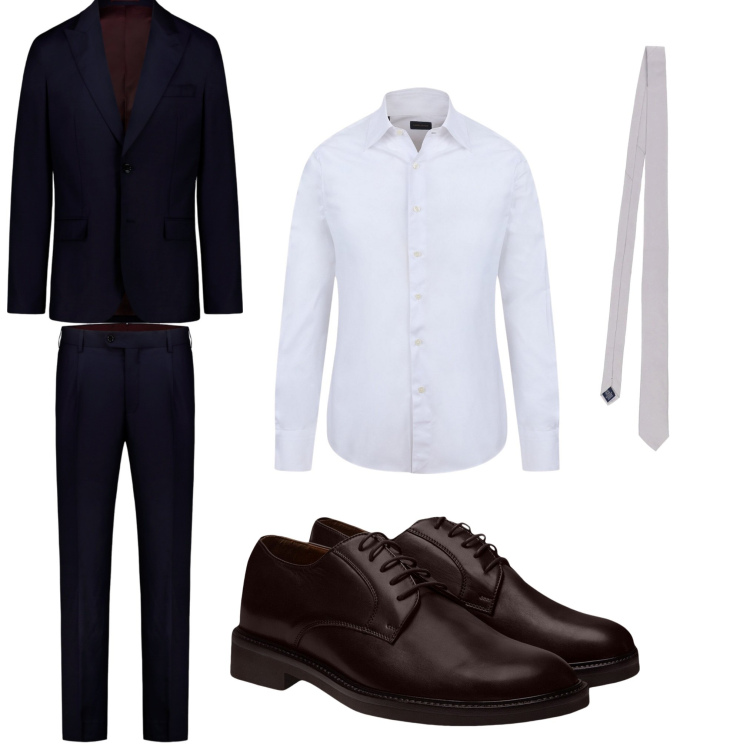 Outfit uomo - Formale. Stile Business/Elegante per Serata speciale. Abbinamento con scarpe stringate, camicie, cravatte, abiti.
