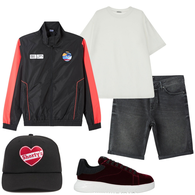 Outfit uomo - Total look #2107061. Stile Casual per Tutti i giorni. Abbinamento con sneakers, giacche, bermuda, t-shirt, cappelli.