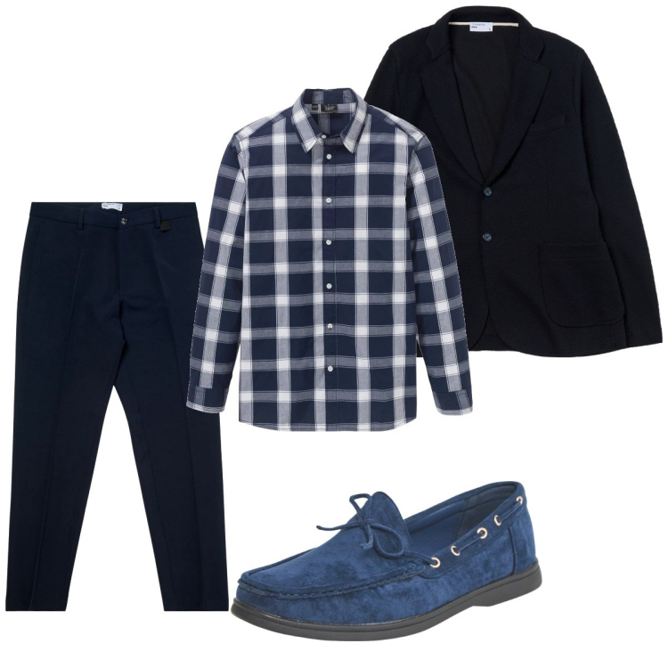 Outfit uomo - Total look #2107109. Stile Trendy per Tutti i giorni. Abbinamento con camicie, scarpe stringate, pantaloni chino, giacche.