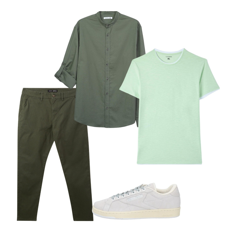 Outfit uomo - Casual. Stile Casual per Tutti i giorni. Abbinamento con sneakers, pantaloni chino, camicie, t-shirt.