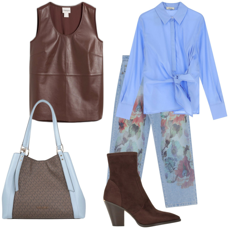 Outfit donna - Gilet rock sul jeans bon ton. Stile Sporty chic per Tutti i giorni. Abbinamento con canottiere, stivaletti texani, borse a mano, jeans dritti, camicie.