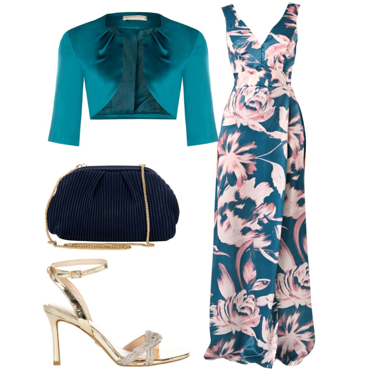 Outfit donna - Rinascimento - Collezione cerimonie. Stile Glamour per Cerimonia. Abbinamento con vestiti lunghi, pochette, bolero, sandali col tacco.